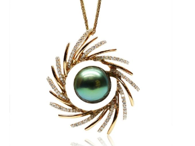 Hazel Tahitian Pearl and Diamond Pendant
