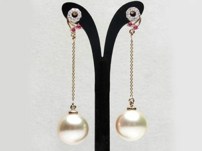Roselyne South Sea Pearl and Diamond Earrings