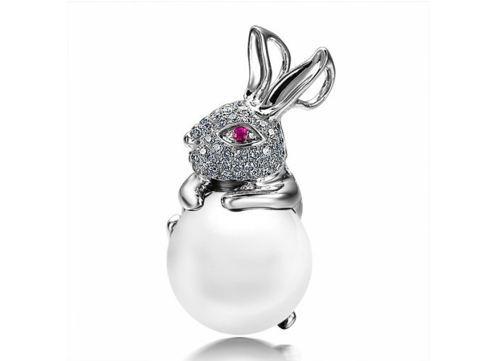 Rabbit Akoya Pearl and Diamond Pendants