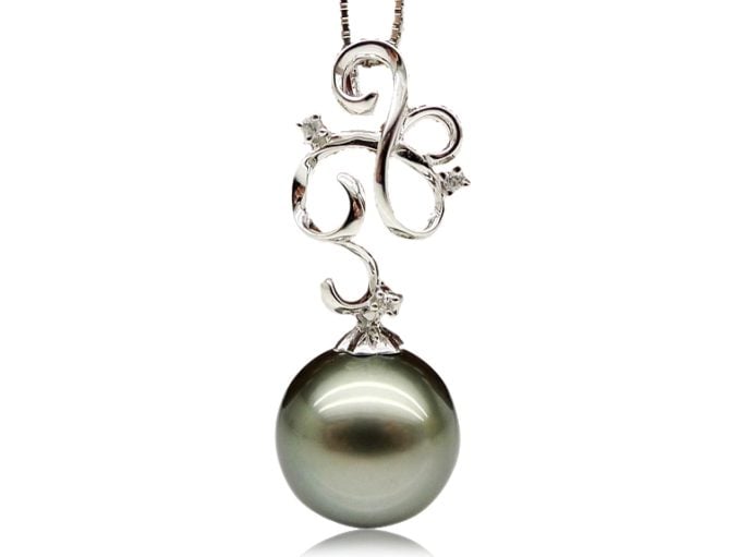 Belle Tahitian Pearl and Diamond Pendant 14K Gold