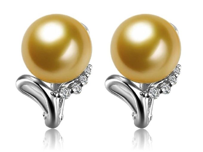 Huggies South Sea Pearl and Diamond Earrings