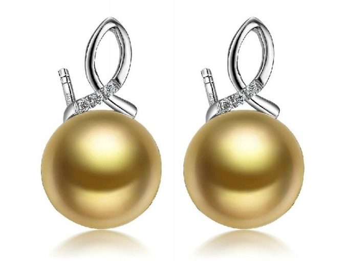 Giles South Sea Pearl and Diamond Earrings