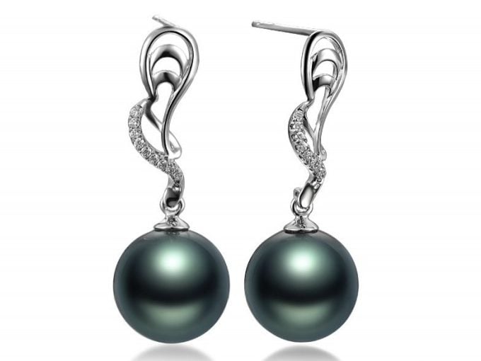 Berton Tahitian Pearl and Diamond Earrings