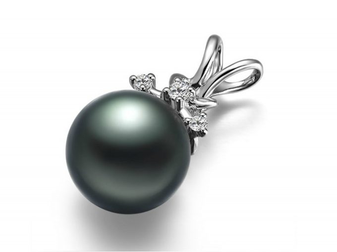 Borg Tahitian Pearl and Diamond Pendant