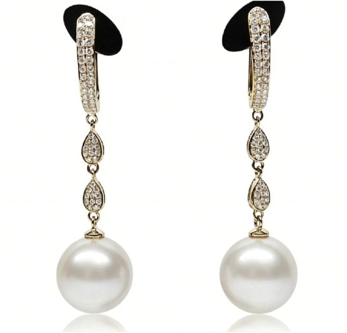 Jenny South Sea Pearl and Diamond Earrings .50Ct