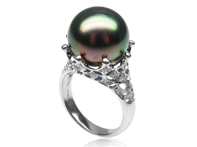 Judith Tahitian Pearl and Diamond Ring