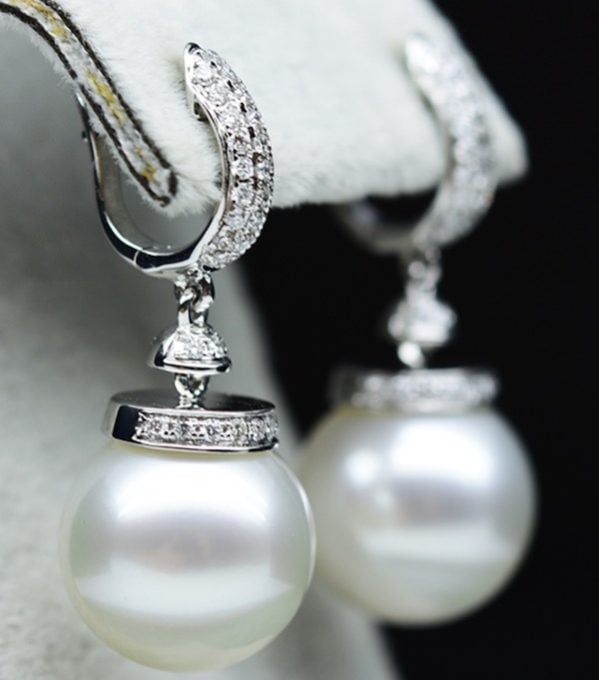 Oleta South Sea Pearl and Diamond Earrings