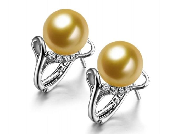 Huggies South Sea Pearl and Diamond Earrings