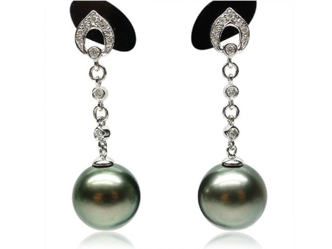 Venus Tahitian Pearl and Diamond Earrings