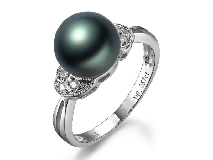 Meredith Tahitian Pearl and Diamond Ring