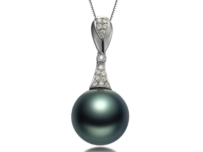 Bernard Tahitian Pearl and Diamond Pendant
