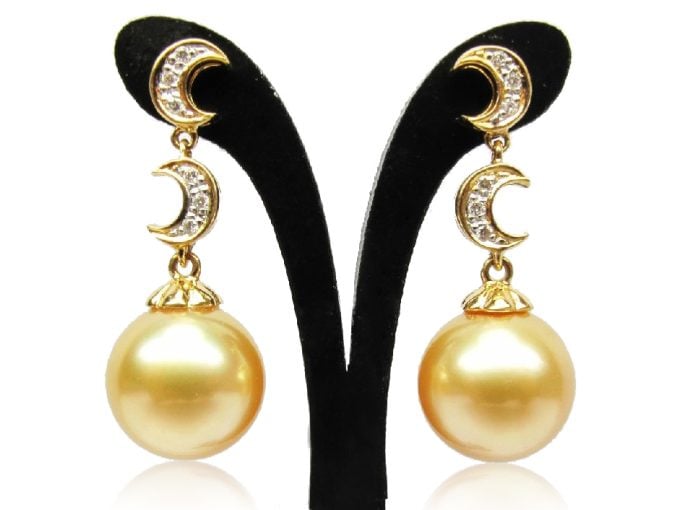 Elvira South Sea Pearl and Diamond Earrings