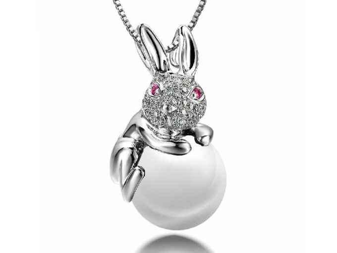 Rabbit Akoya Pearl and Diamond Pendants