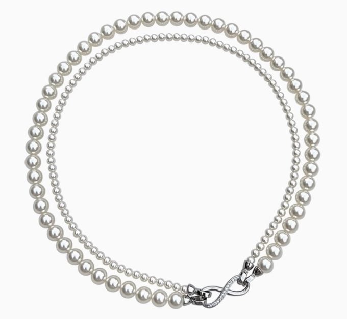 White Akoya Pearl & Diamonds Strand