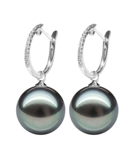 Lily Tahitian Pearl and Diamond Earrings
