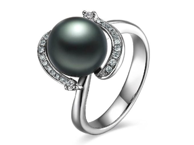 Huguette Tahitian Pearl and Diamond Ring
