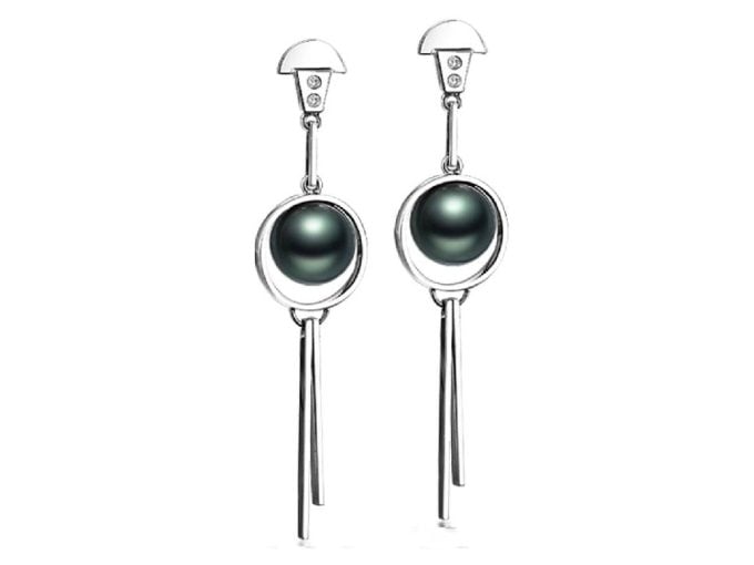 Julius Tahitian Pearl and Diamond Earrings