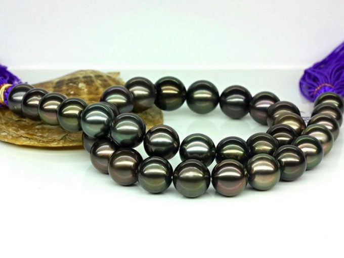 12-14 mm Tahitian Pearl Necklace Round AA+
