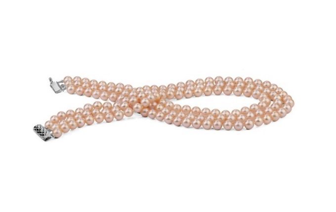 8-9 mm Triple Strand Pink Pearl Necklace