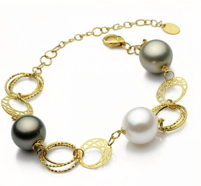 South Sea And Tahitian Pearl Marceline Tincup Bracelet 18K Gold