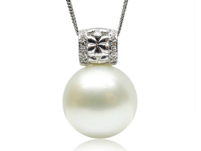Mavis Japanese Akoya Pearl and Diamond Pendant