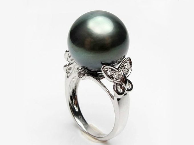 Noelie Tahitian Pearl and Diamond Rings