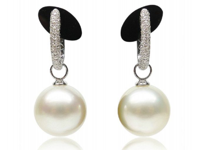 Honey South Sea Pearl and Diamond Earrings