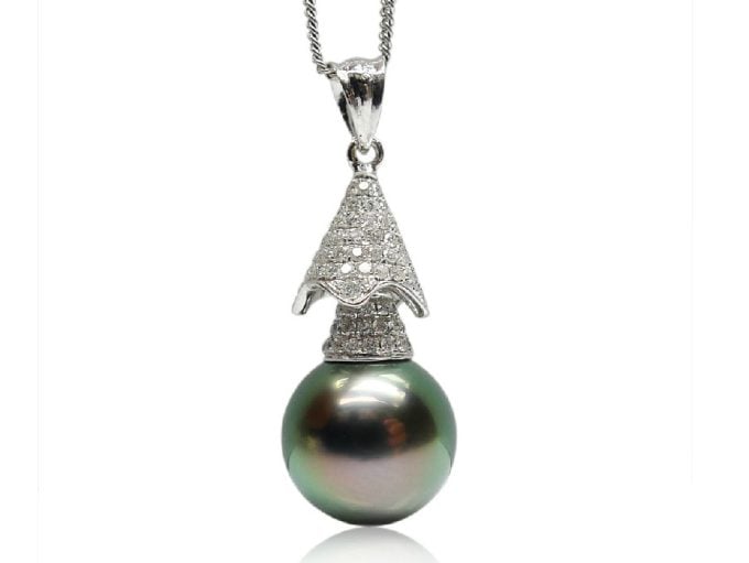 Astrid Tahitian Pearl and Diamond Pendant