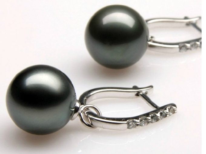 Anthelme Tahitian Pearl and Diamond Earrings