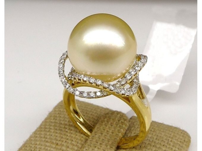 Carey South Sea Pearl and Diamond Ring .45Ct