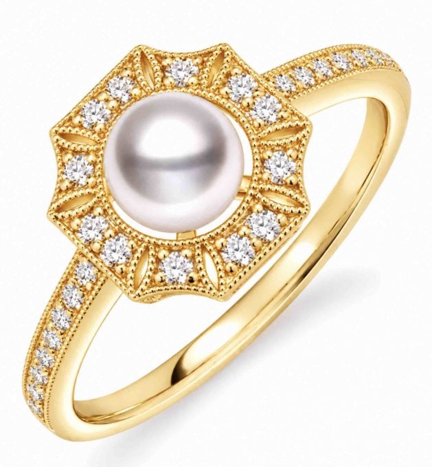South Sea Pearl and Diamond Lily Ring