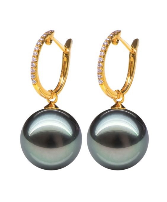 Lily Tahitian Pearl and Diamond Earrings
