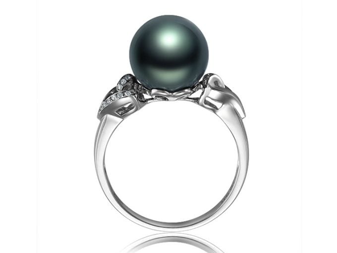 Sandrine Tahitian Pearl and Diamond Ring