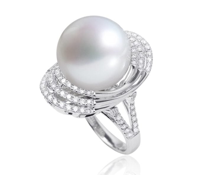 South Sea Pearl and Diamond Blakely Ring.95ct