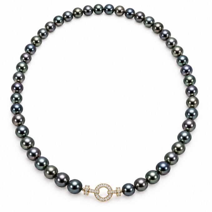 Tahitian Pearl and 0.48CT Diamond Necklace