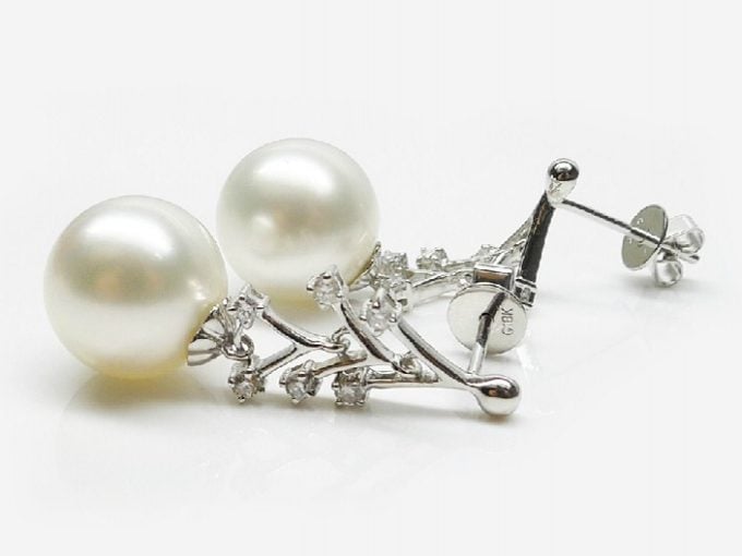 Lutgarde South Sea Pearl and Diamond Earrings