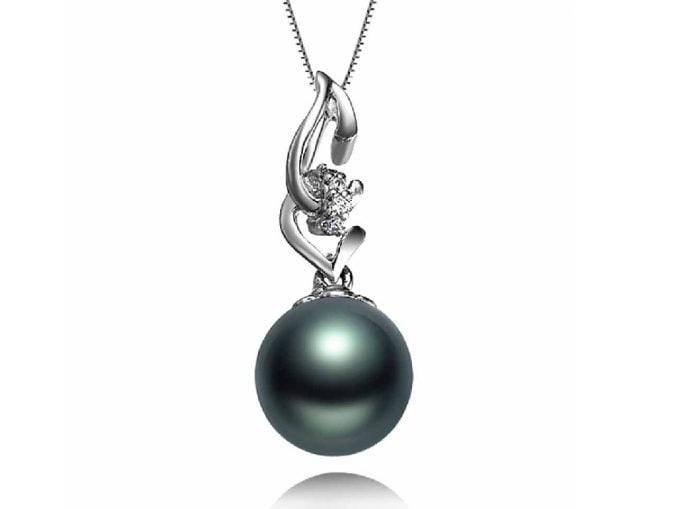 Kenneth Tahitian Pearl and Diamond Pendant