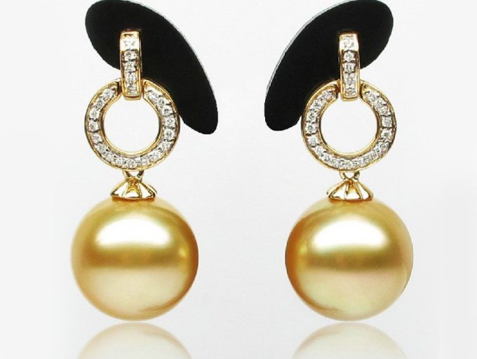 Genevieve South Sea Pearl and Diamond Earrings