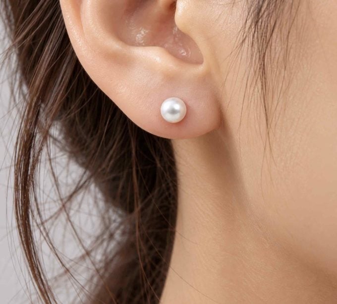 White Akoya Stud Pearl Earrings 7-7.5 mm AAA