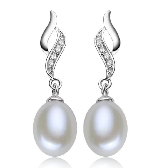 Freshwater Drop Pearl and Diamond Marigold Earrings