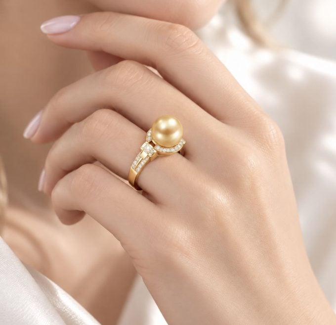 South Sea Pearl and Diamond Eleanor Ring