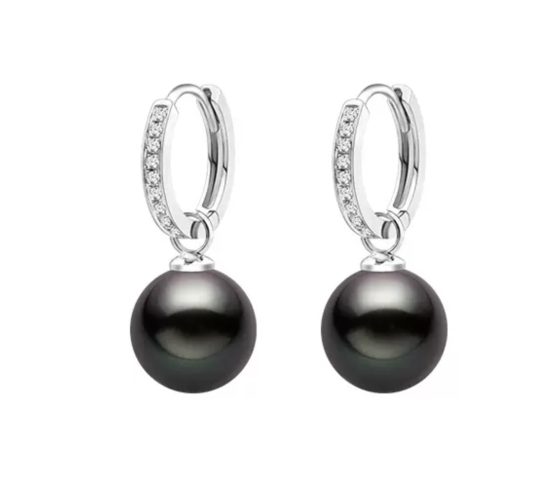 14K Gold Tahitian Pearl and Diamond Hayley Earrings
