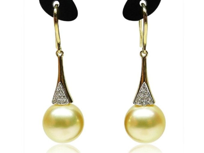 Lillian South Sea Pearl and Diamond Earrings