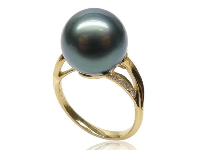 Elsie Tahitian Pearl and Diamond Ring