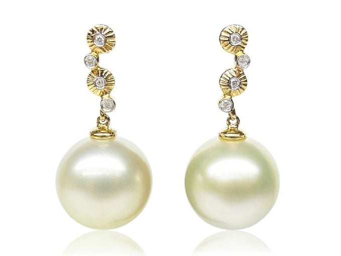 Verane South Sea Pearl and Diamond Earrings