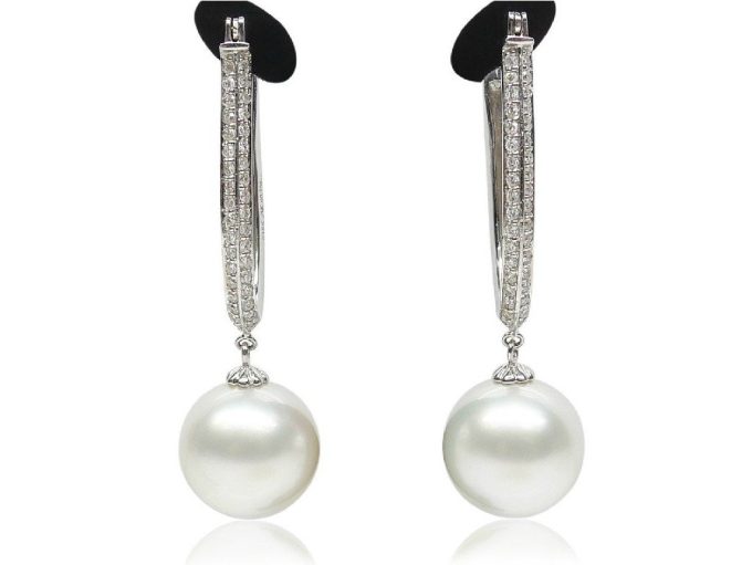 Rosemary South Sea Pearl and Diamond Earrings