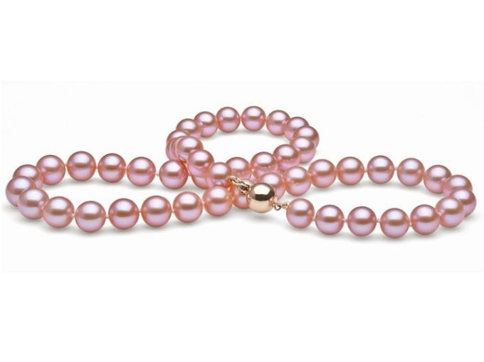 Lavender Freshwater Pearl Necklace 6.5-7 mm AAA