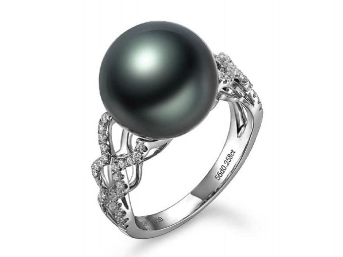 Frida Tahitian Pearl and Diamond Ring