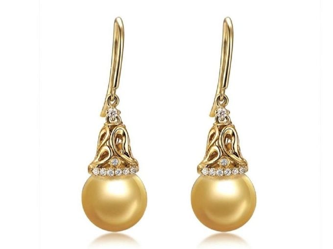 Lisette South Sea Pearl and Diamond Earrings