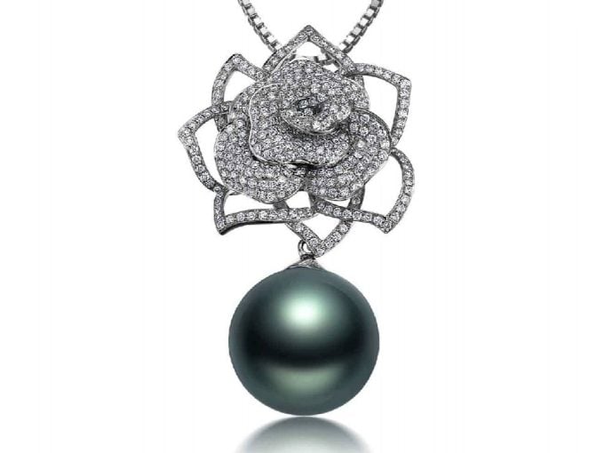 Moore Tahitian Pearl and Diamond Pendant